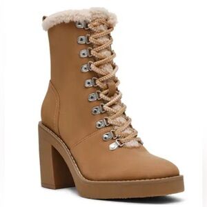 DV by Dolce Vita Carmen Faux Shearling Heeled Lace-Up Boots